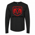 Men's Dodge cotton long sleeve T-shirt Black front