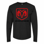 Men's Dodge cotton long sleeve T-shirt Black front