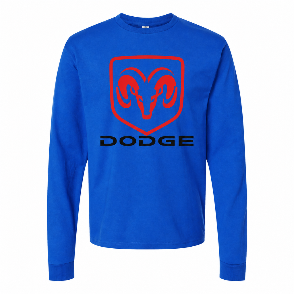 Men's Dodge cotton long sleeve T-shirt Blue front