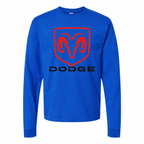 Men's Dodge cotton long sleeve T-shirt Blue front