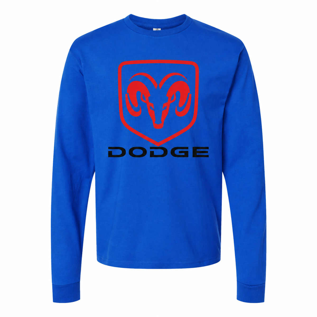 Men's Dodge cotton long sleeve T-shirt Blue front