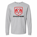Men's Dodge cotton long sleeve T-shirt Grey front