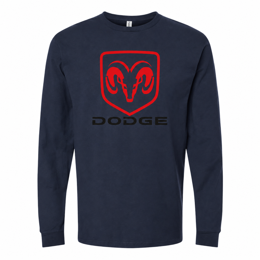 Men's Dodge cotton long sleeve T-shirt Navy front