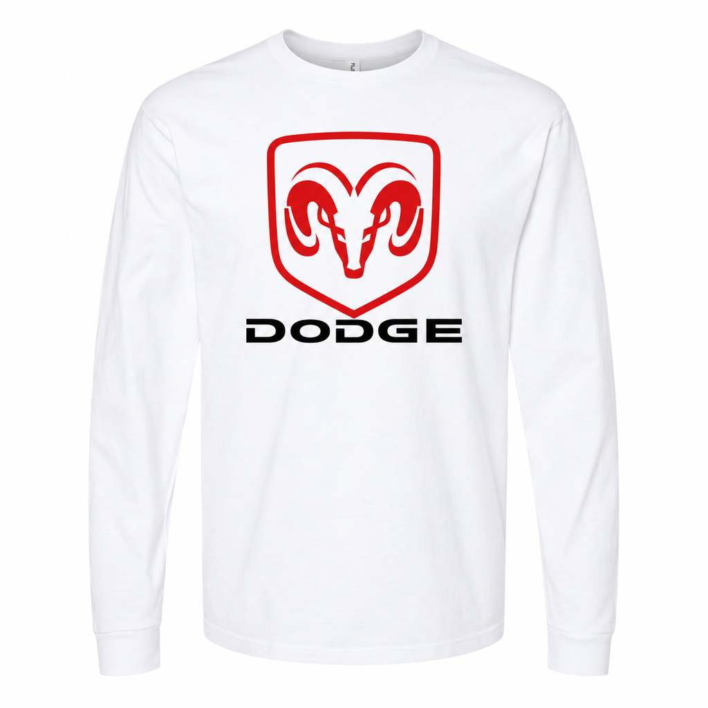 Men's Dodge cotton long sleeve T-shirt White front