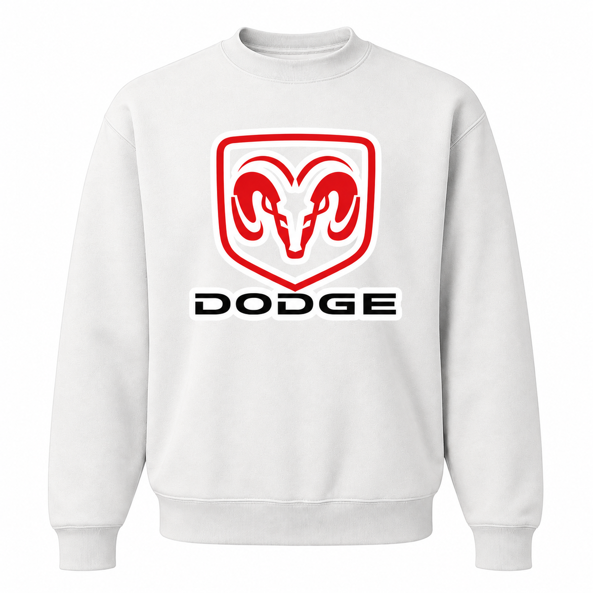 Dodge White crewneck sweatshirt front