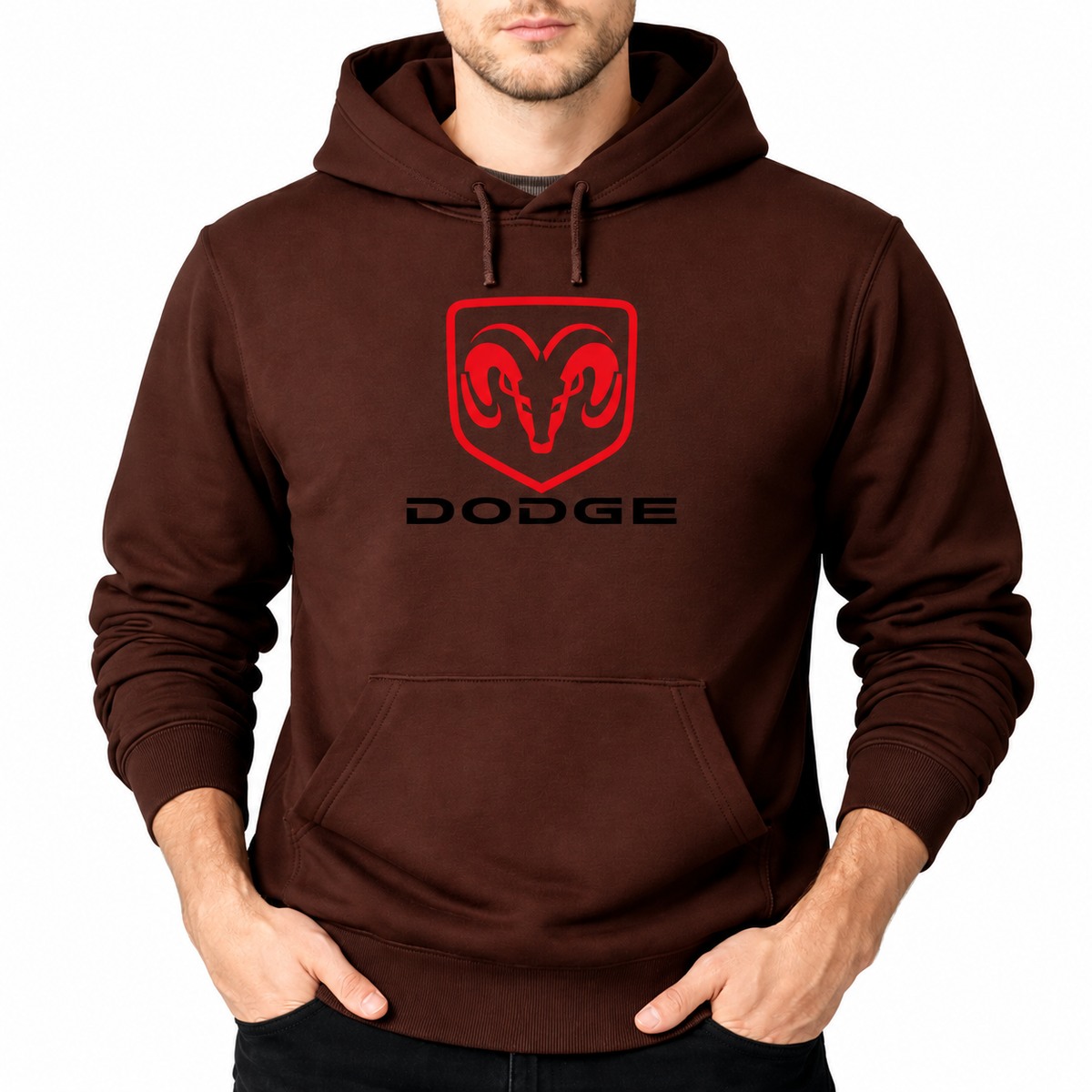 Dodge Brown pullover hoodie front main