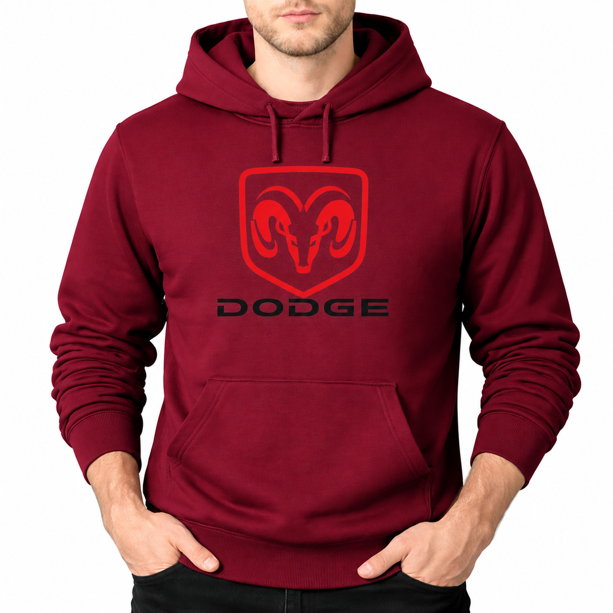 Dodge Burgundy pullover hoodie front main