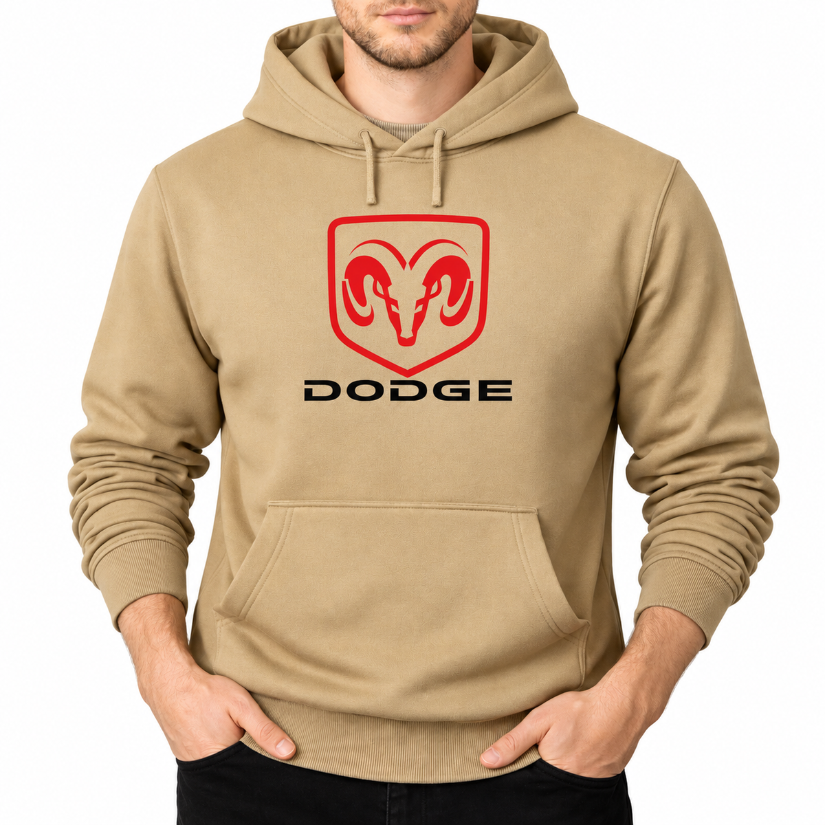 Dodge Khaki pullover hoodie front main