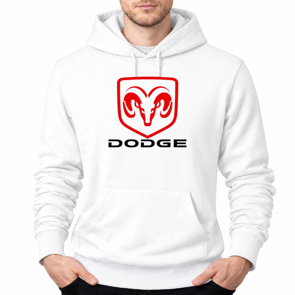Dodge White pullover hoodie front main