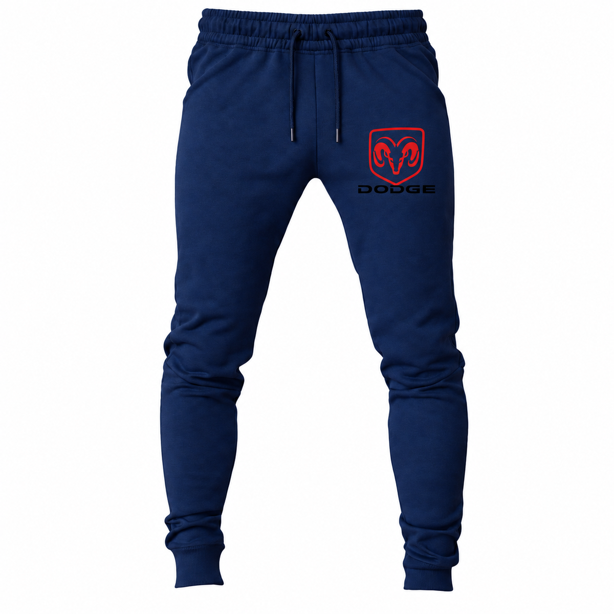 Dodge joggers Navy front left thigh heat transfer