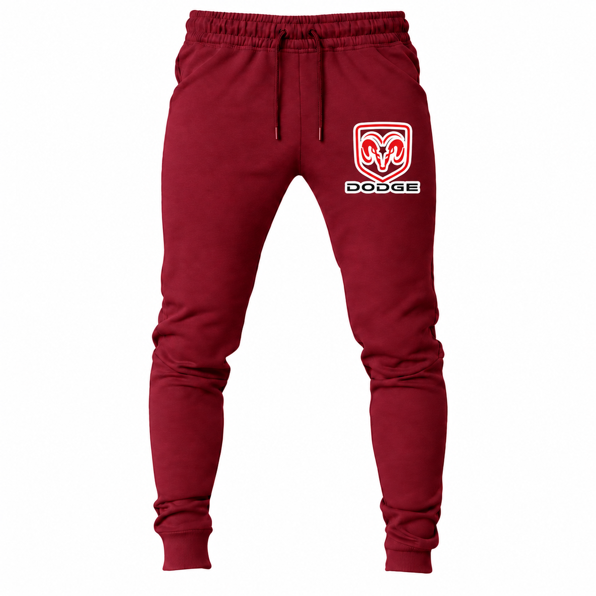 Dodge Burgundy joggers front original artwork