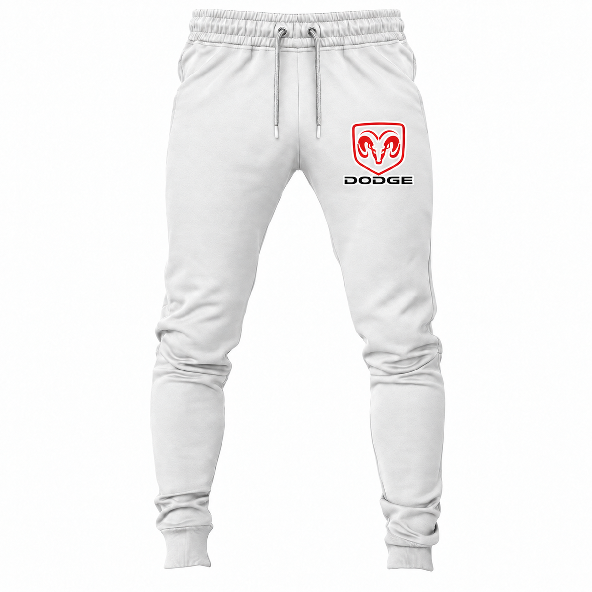 Dodge White joggers front original artwork