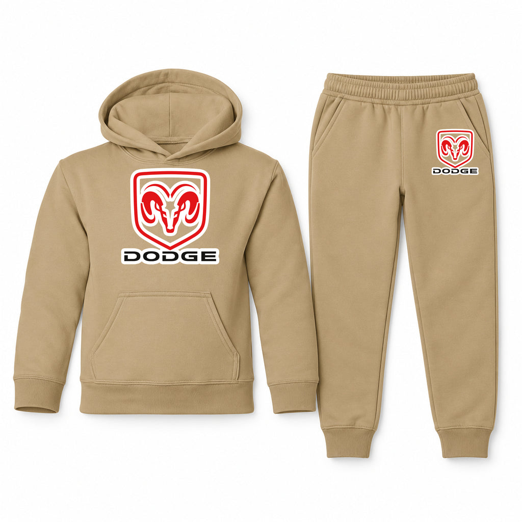 Dodge youth hoodie jogger set, Khaki, Youth Large ages 10–12