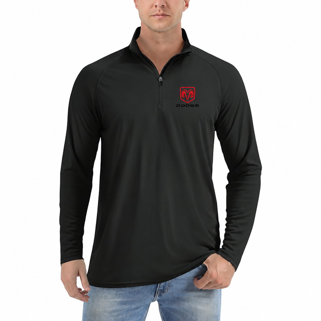 Dodge quarter-zip Black front left-chest heat transfer