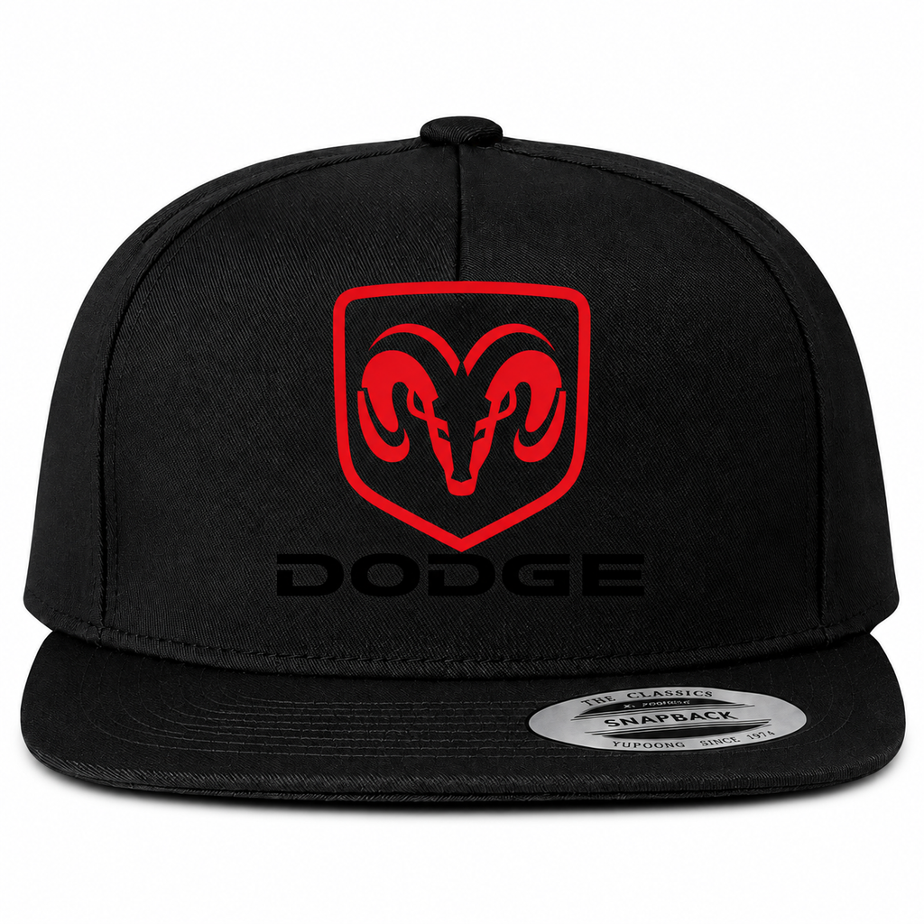 Dodge snapback Black front centered heat transfer