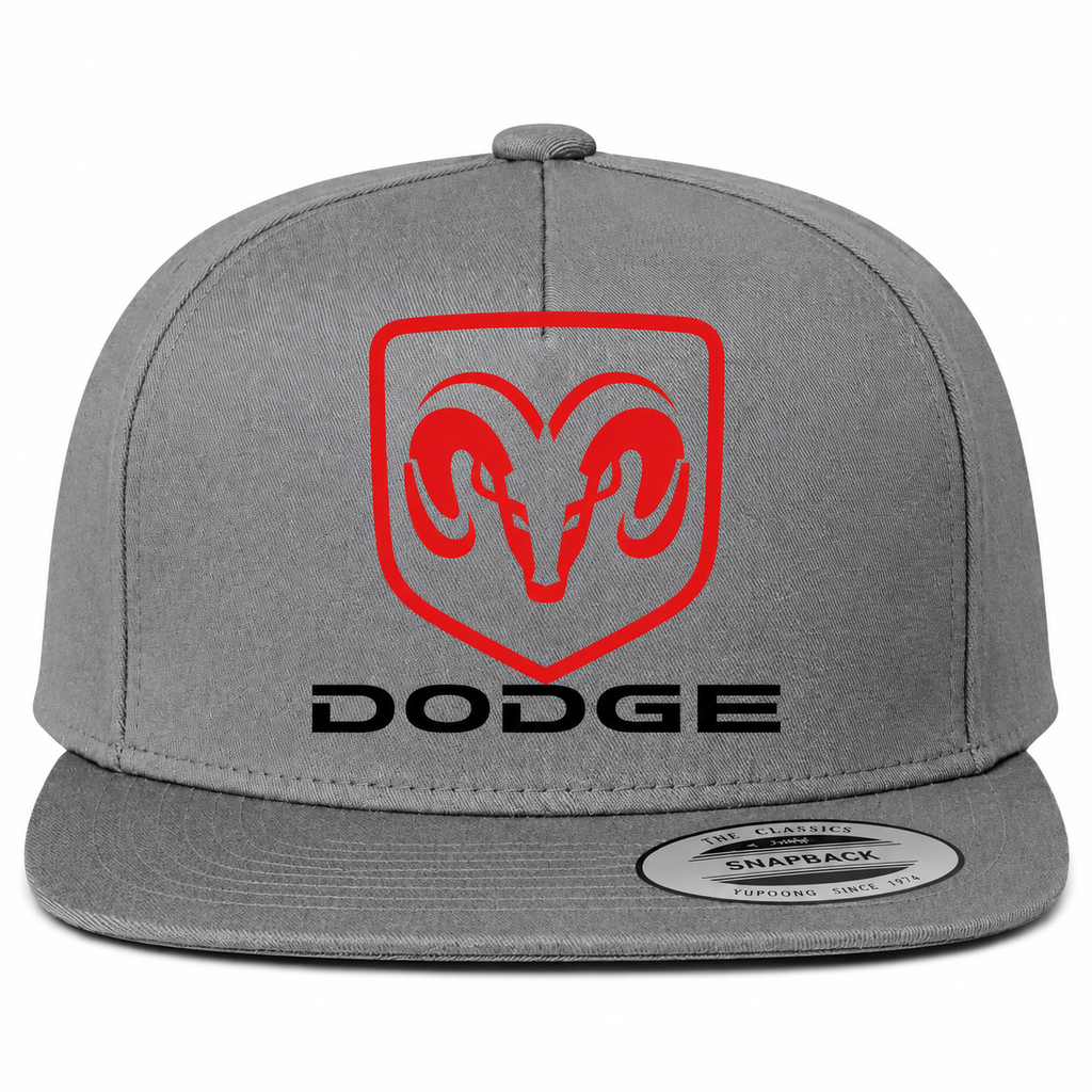 Dodge snapback Grey front centered heat transfer