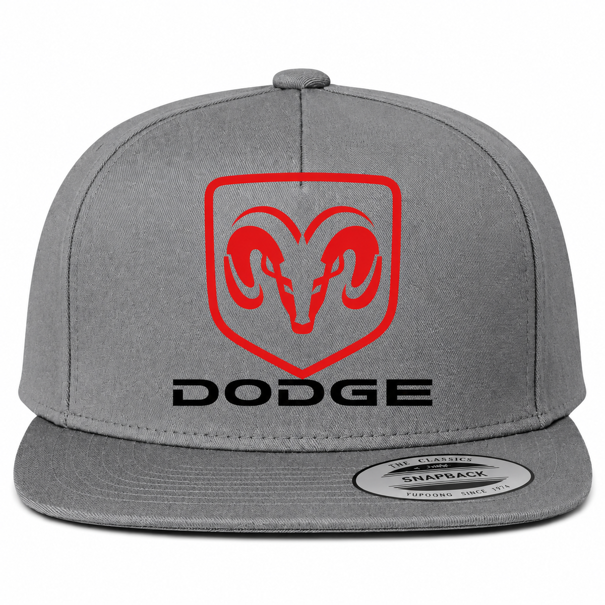 Dodge snapback Grey front centered heat transfer