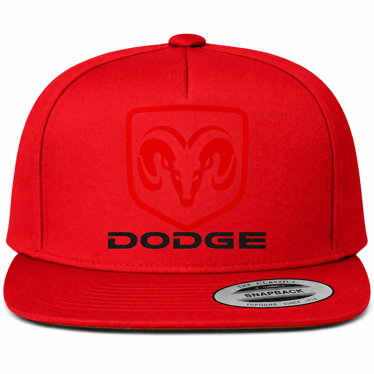 Dodge snapback Red front centered heat transfer