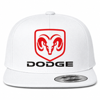Dodge snapback White front centered heat transfer