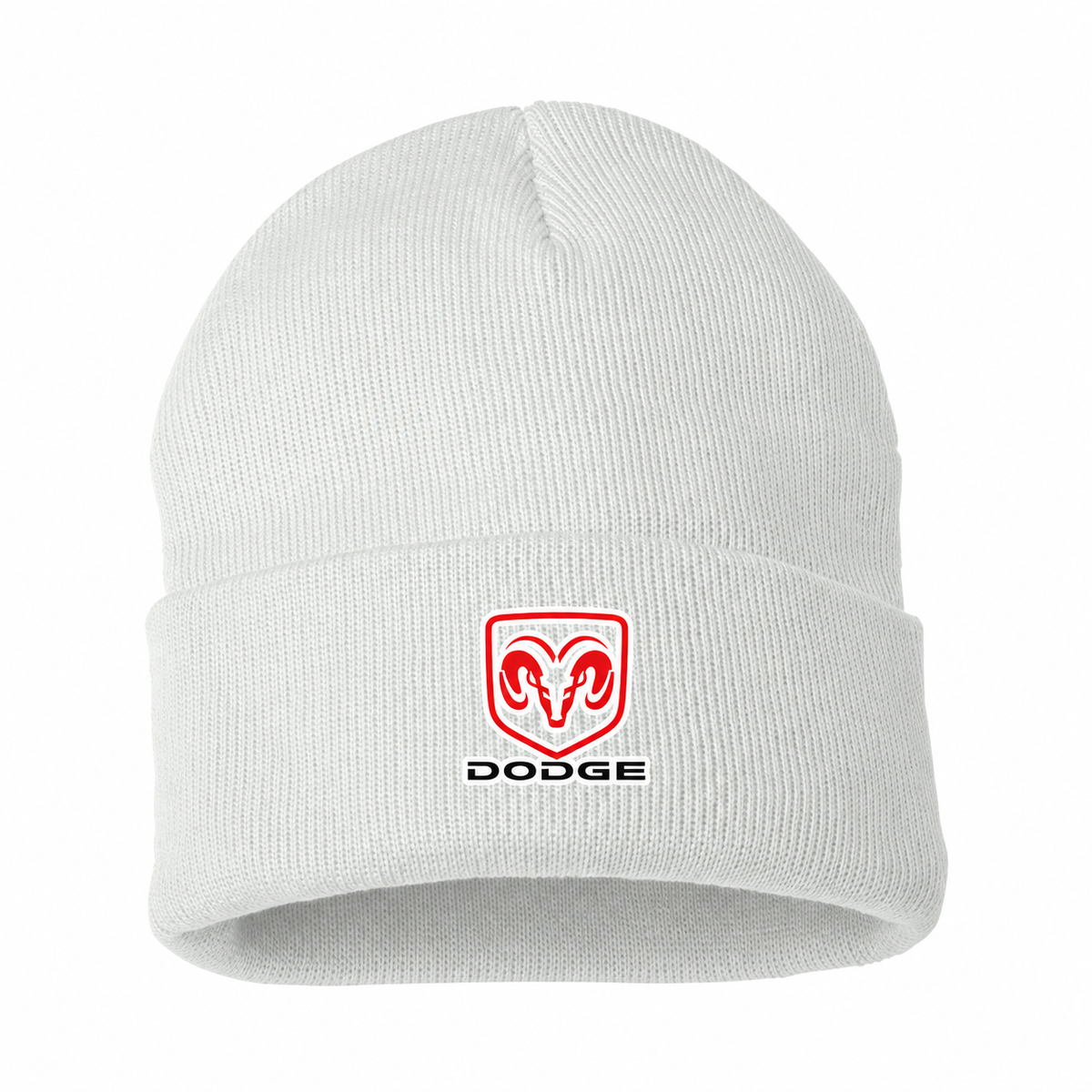 Men's Dodge Beanie Hat — White — clean front main