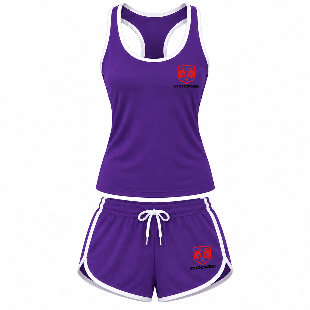 Women's Dodge tanktop and shorts set Purple front