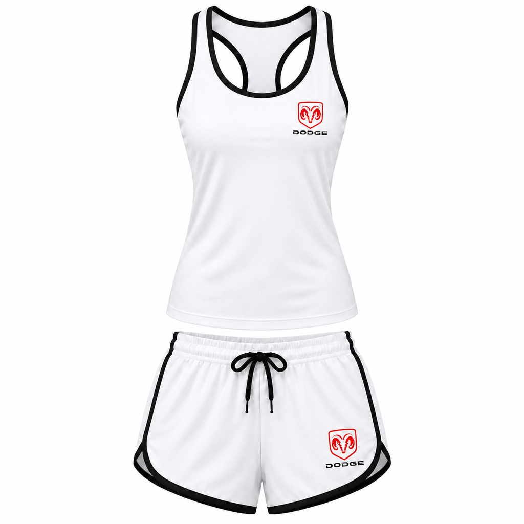 Women's Dodge tanktop and shorts set White front