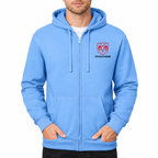 Dodge zipper hoodie Sky Blue front left chest heat transfer