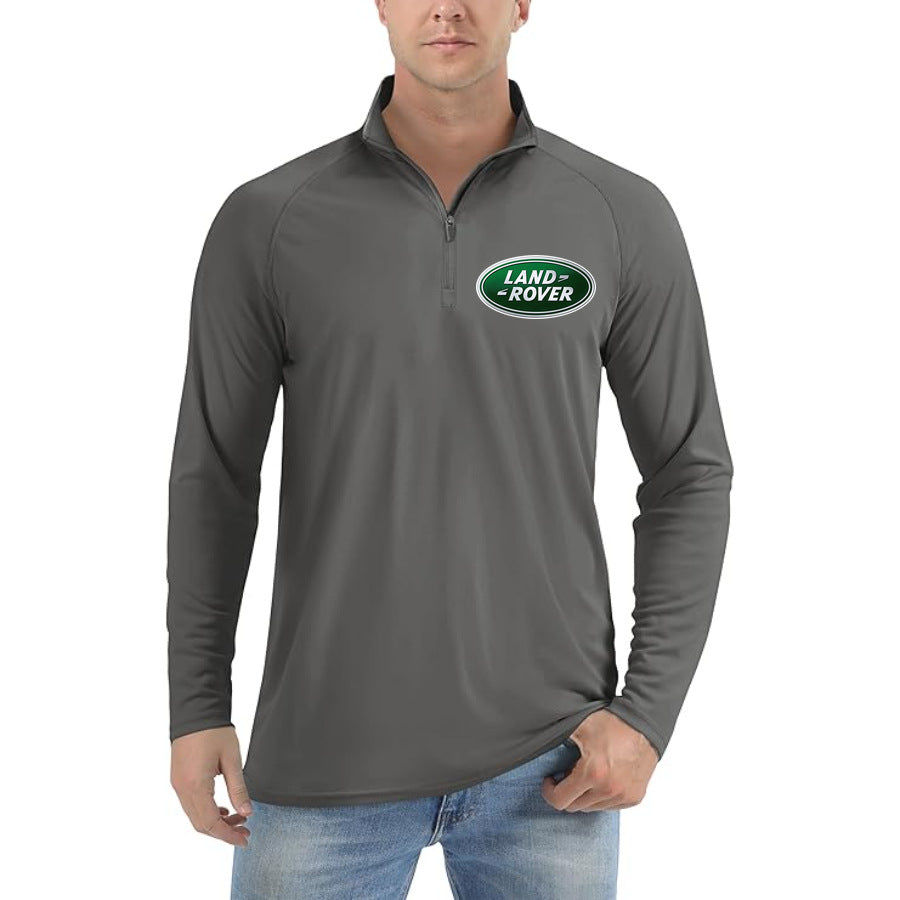 Men's Land Rover Car Lightweight Quarter-Zip Athletic Shirt Long Sleeve Polyester Wear - Dark Grey