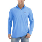 Men's Tesla Car Lightweight Quarter-Zip Athletic Shirt Long Sleeve Polyester Wear - Light Blue