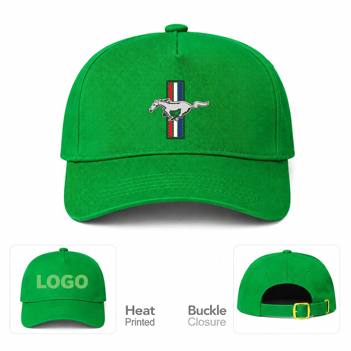 Mustang Dad Baseball Cap Hat - Kelly Green
