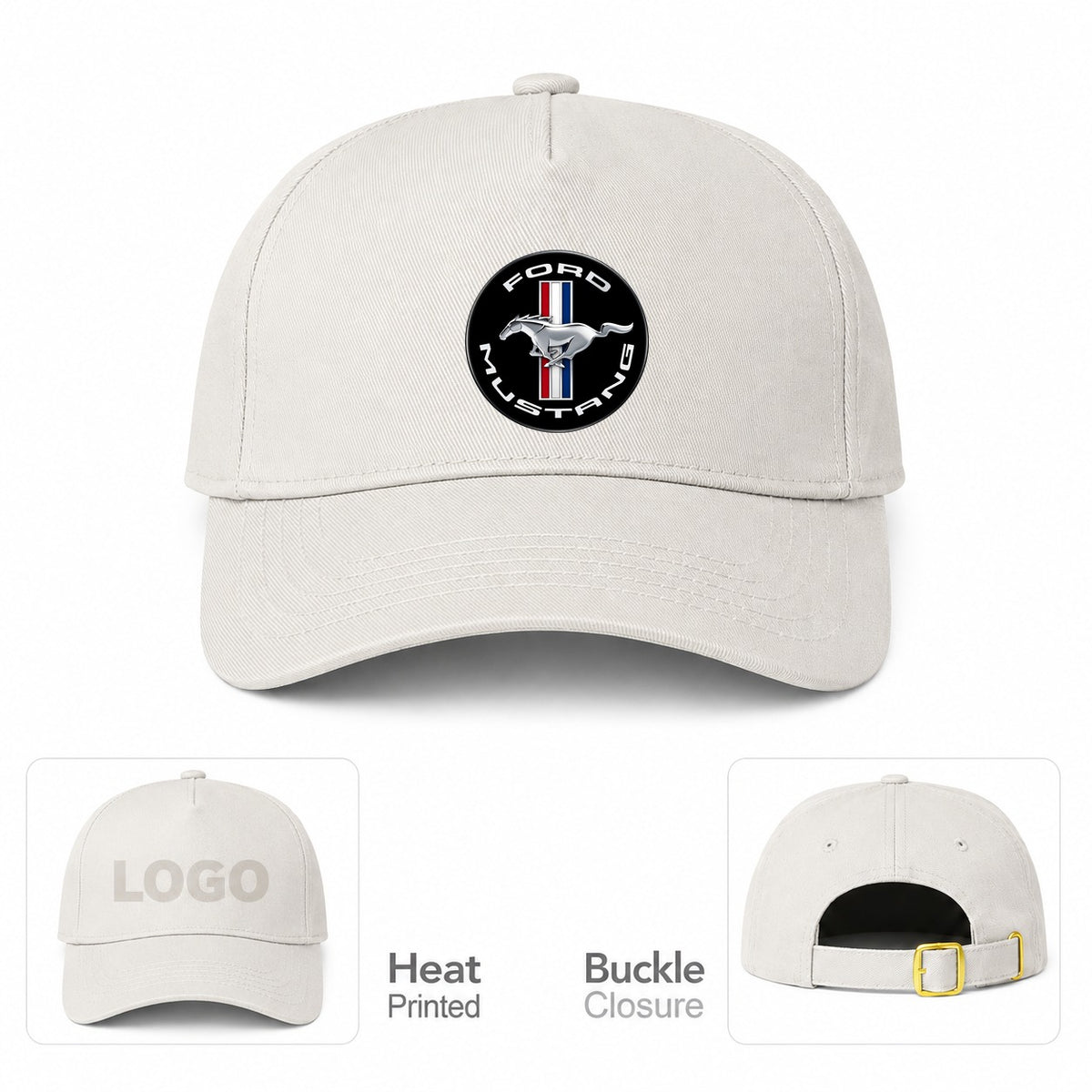 Ford Mustang Motorsport Car Dad Baseball Cap Hat - Beige