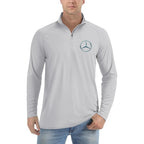 Men's Mercedes-Benz Car Lightweight Quarter-Zip Athletic Shirt Long Sleeve Polyester Wear - Light Gray