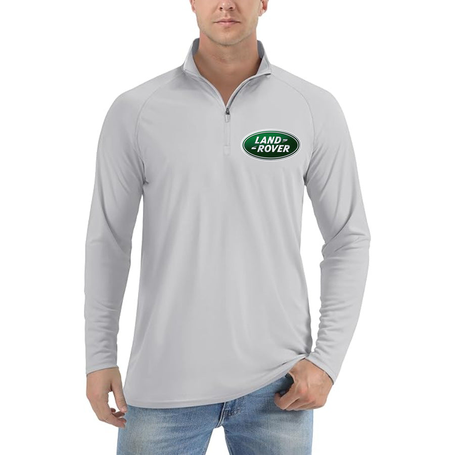 Men's Land Rover Car Lightweight Quarter-Zip Athletic Shirt Long Sleeve Polyester Wear - Light Gray