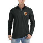 Men's Porsche Car Lightweight Quarter-Zip Athletic Shirt Long Sleeve Polyester Wear - Black