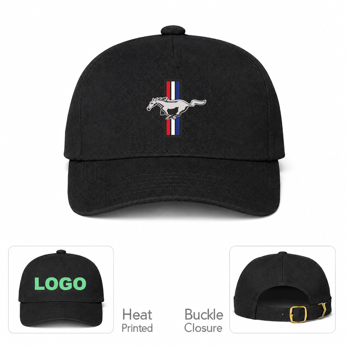 Mustang Dad Baseball Cap Hat - Black