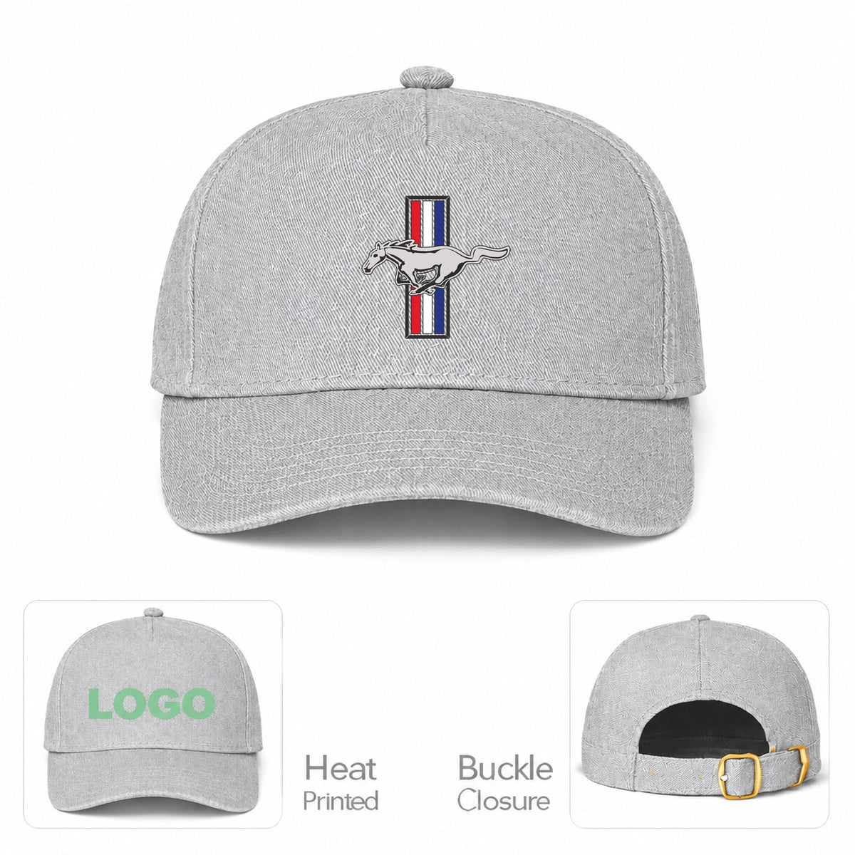 Mustang Dad Baseball Cap Hat - Gray