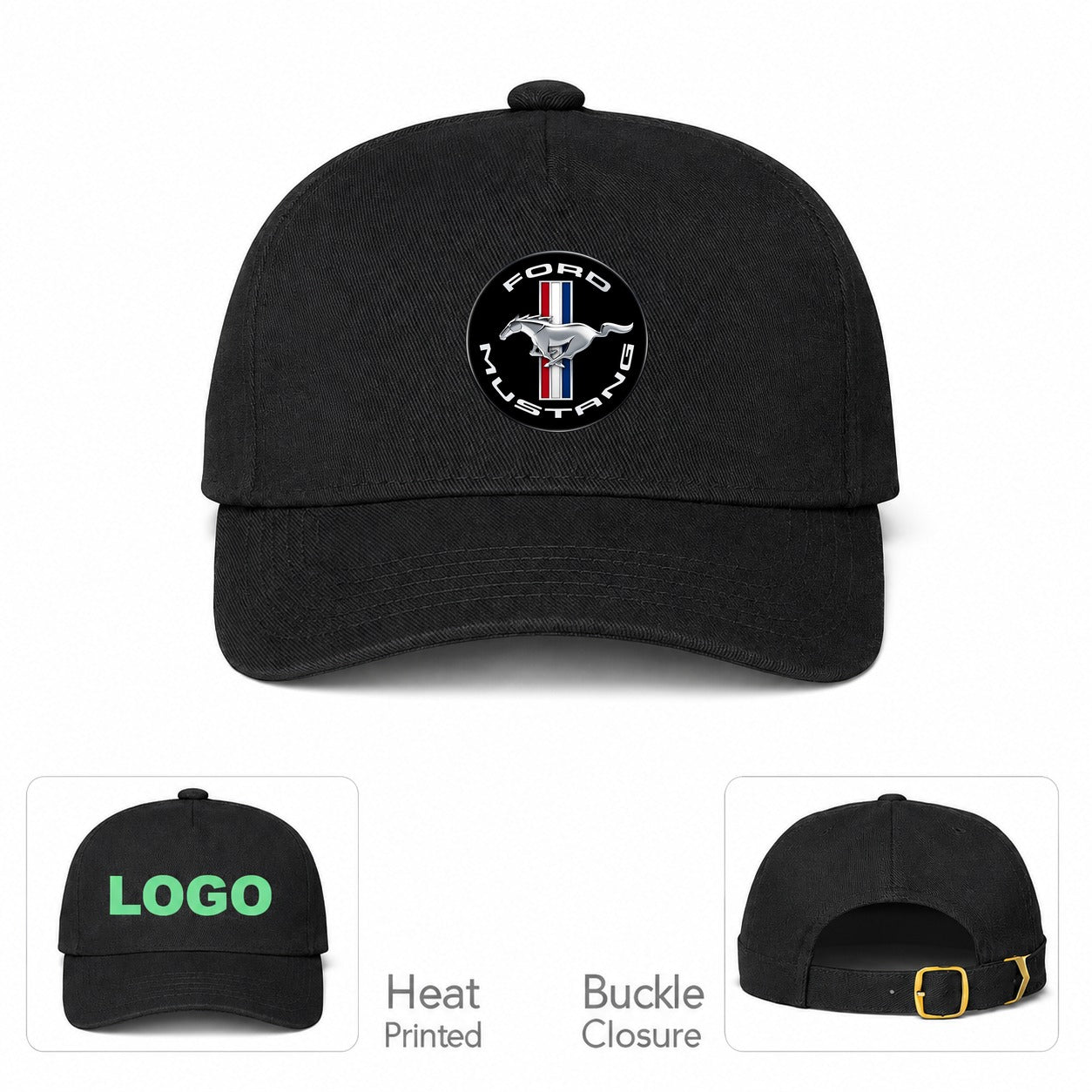 Ford Mustang Motorsport Car Dad Baseball Cap Hat - Black