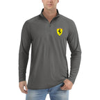 Men's Ferrari Motorsport Car Lightweight Quarter-Zip Athletic Shirt Long Sleeve Polyester Wear - Dark Grey