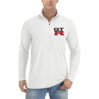 Men's GTR Car Lightweight Quarter-Zip Athletic Shirt Long Sleeve Polyester Wear - White