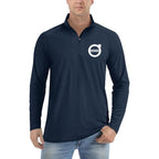 Men's Volvo Car Lightweight Quarter-Zip Athletic Shirt Long Sleeve Polyester Wear - Navy