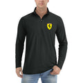 Men's Ferrari Motorsport Car Lightweight Quarter-Zip Athletic Shirt Long Sleeve Polyester Wear - Black