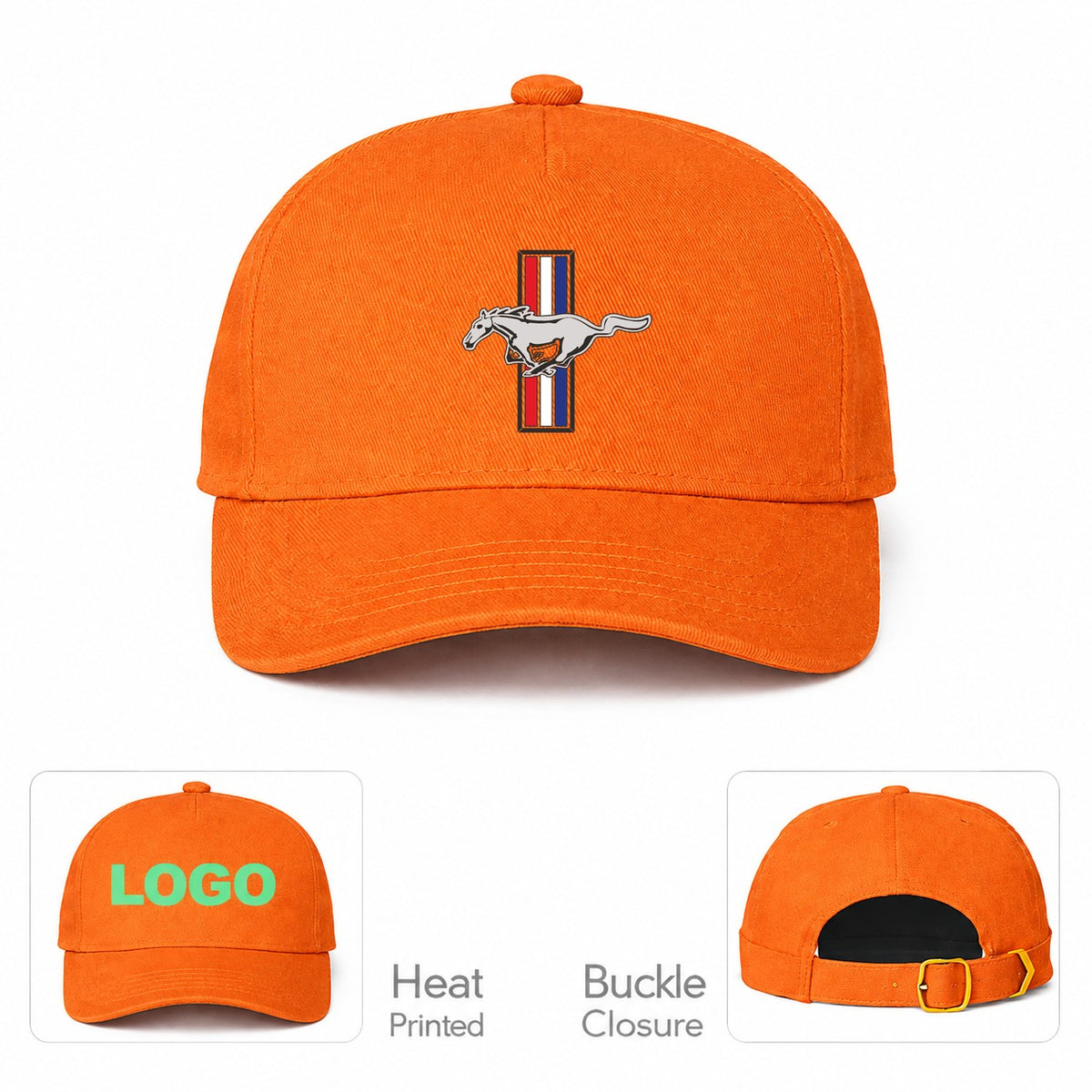 Mustang Dad Baseball Cap Hat - Orange