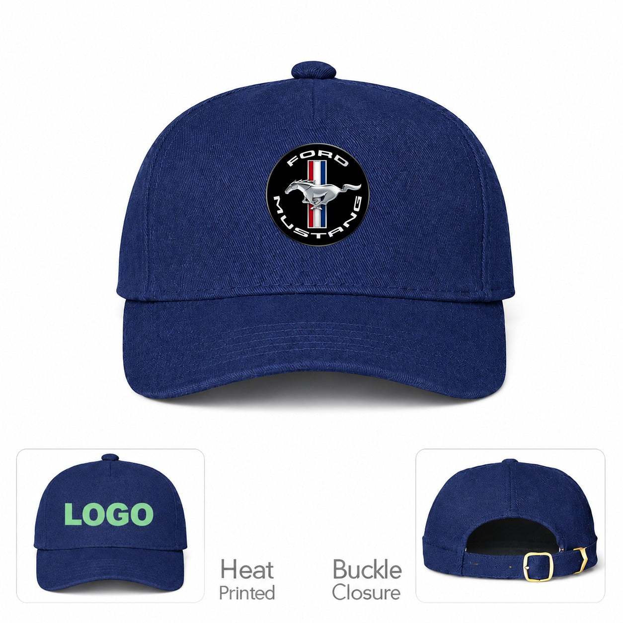 Ford Mustang Motorsport Car Dad Baseball Cap Hat - Navy