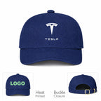 Tesla Car Dad Baseball Cap Hat - Navy