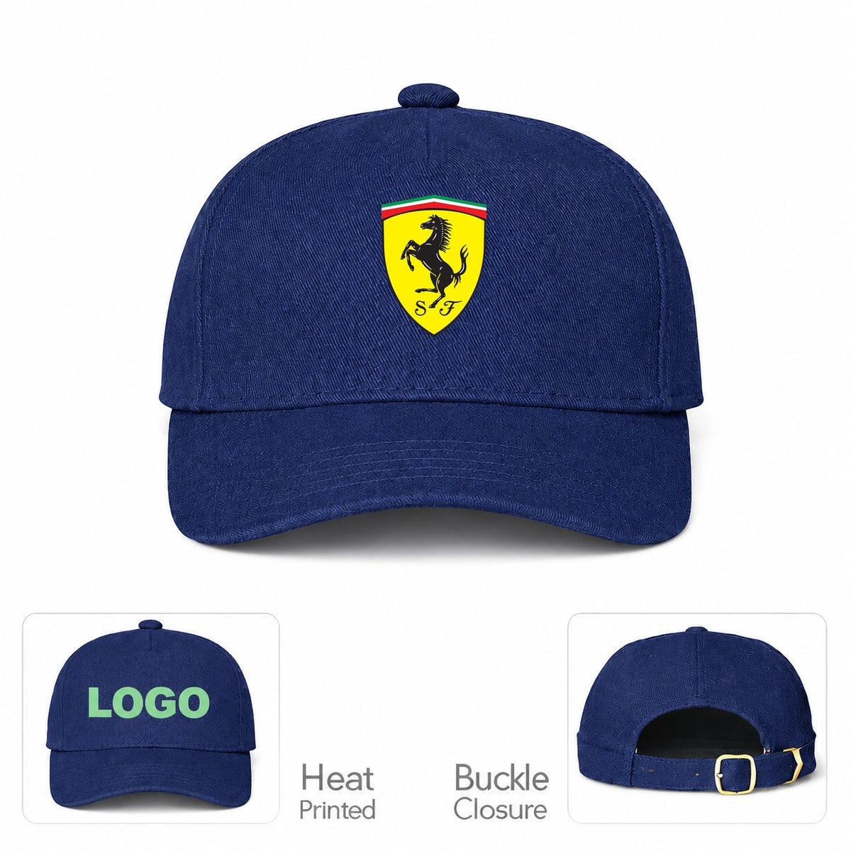 Ferrari Motorsport  Car Dad Baseball Cap Hat - Navy