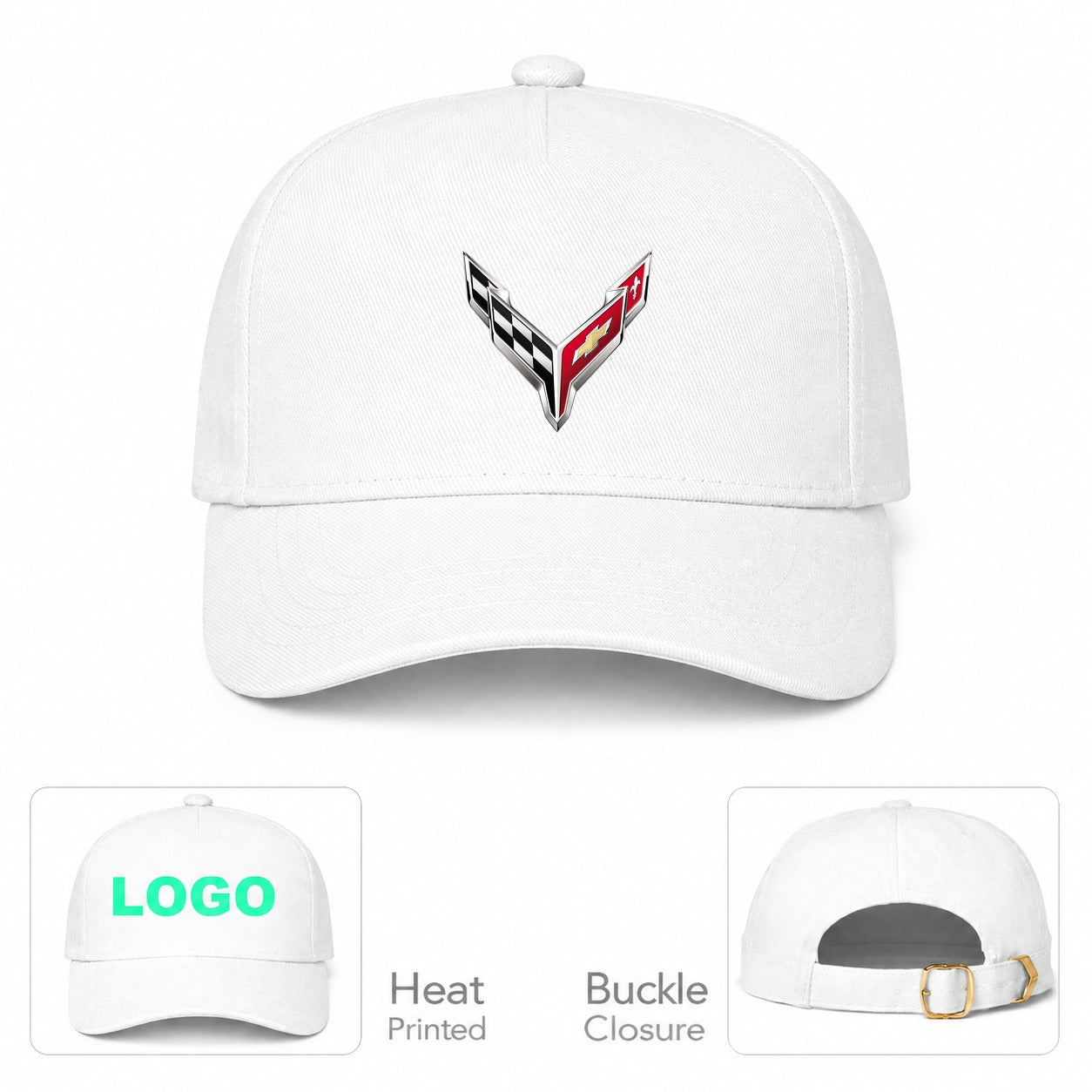 Corvette - Dad Baseball Cap Hat - White