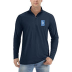 Men's Rolls Royce Car Lightweight Quarter-Zip Athletic Shirt Long Sleeve Polyester Wear - Navy