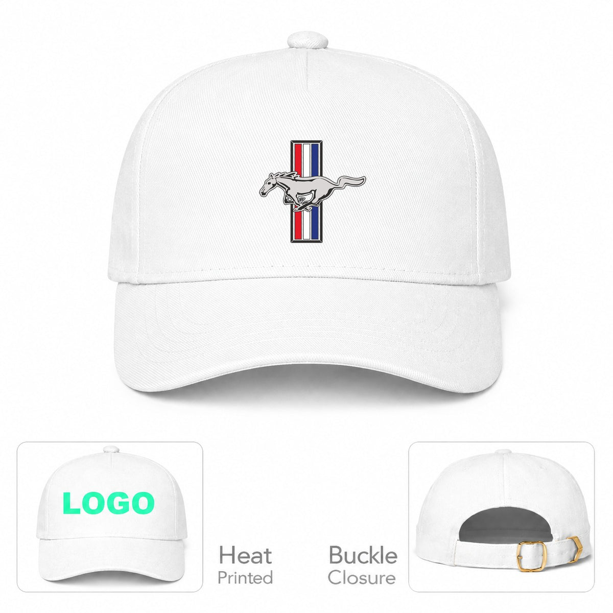 Mustang Dad Baseball Cap Hat - White