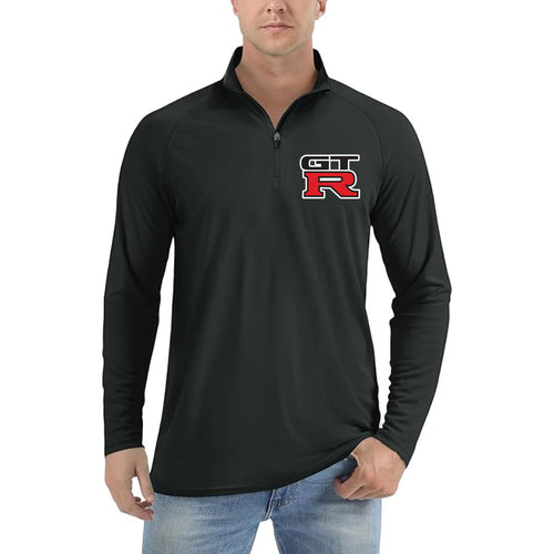Men's GTR Car Lightweight Quarter-Zip Athletic Shirt Long Sleeve Polyester Wear