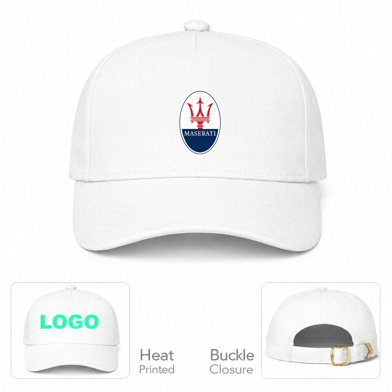 Maserati Car Dad Baseball Cap Hat - White